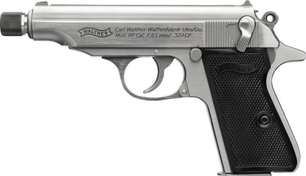 WAL PP SD 32ACP THREADED SS BLK PANEL GRIPS 2 8RD