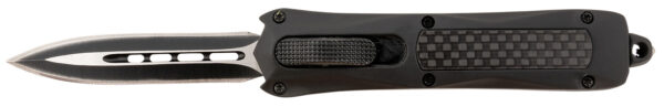 Steel River Knives MA163BD Spartan  Mini 2.70" OTF Dagger Plain Black/Silver 440C SS Blade/ Black w/Carbon Fiber Inlay Aluminum Zinc Alloy Handle