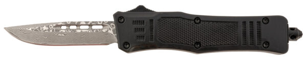 Steel River Knives MT616BRDAMDP Spartan  Mini 2.75" OTF Drop Point Plain Real Damascus 4.25"/ Black Aluminum Zinc Alloy Handle