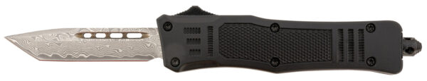 Steel River Knives MT616BRDAMT Spartan  Mini 2.75" OTF Tanto Plain Real Damascus/4.25" Black Aluminum Zinc Alloy Handle
