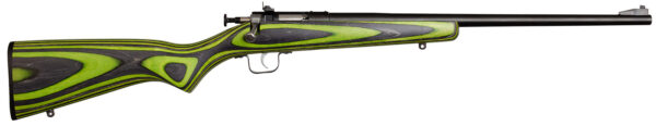 Crickett KSA2231 Youth  22 LR 1rd 16.12" Blued Barrel & Receiver, Fixed Front/Adjustable Rear Peep Sights, Green/Black Laminate Stock w/11.5" LOP, Rebounding Firing Pin Safety