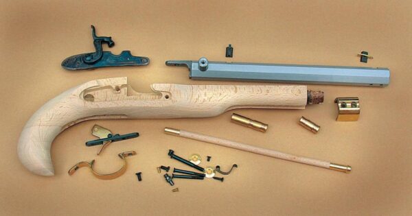 Traditions Black Powder Kentucky Pistol Build-It-Yourself Kit Select Raw Hardwood .50 Cal 10" White Barrel