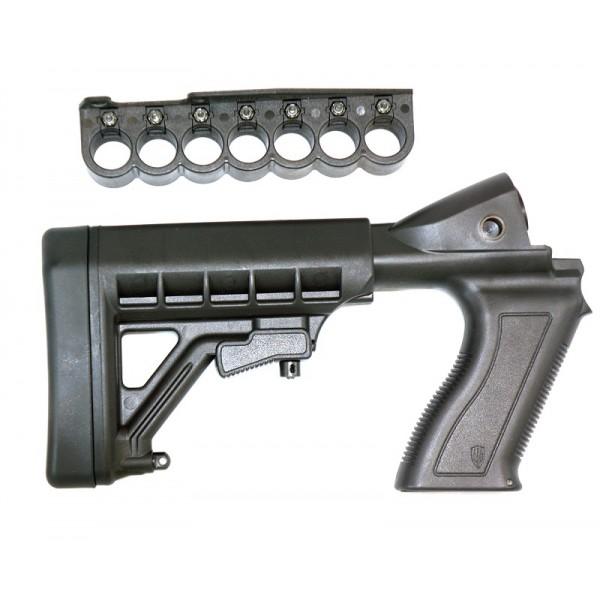 ProMag Mossberg 500 Shotgun Adjustable Buttstock 12 ga  / 7rd Shell Carrier Black Polymer