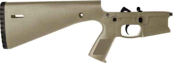 Wraithworks WARP-15 Polymer Complete AR15 Lower Receiver - FDE | Mil-Spec Parts Kit | Integral Buttstock & Textured Pistol Grip | Trap Door Buttplate