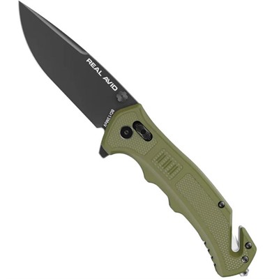 RAV-4 DROP POINT FOLDING CARRY KNIFE W/STRAP CUTTER ODG