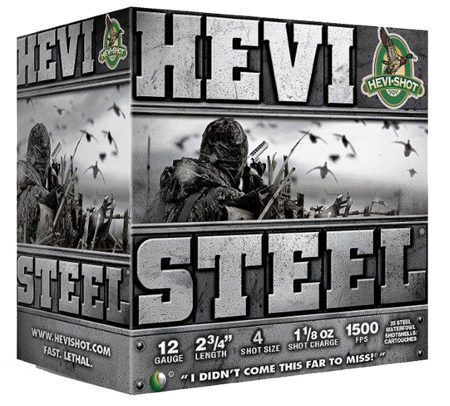 HEVI-Shot HS61224 HEVI-Steel 12Gauge 2.75" 1 1/8oz 4Shot 25 Per Box/10 Case