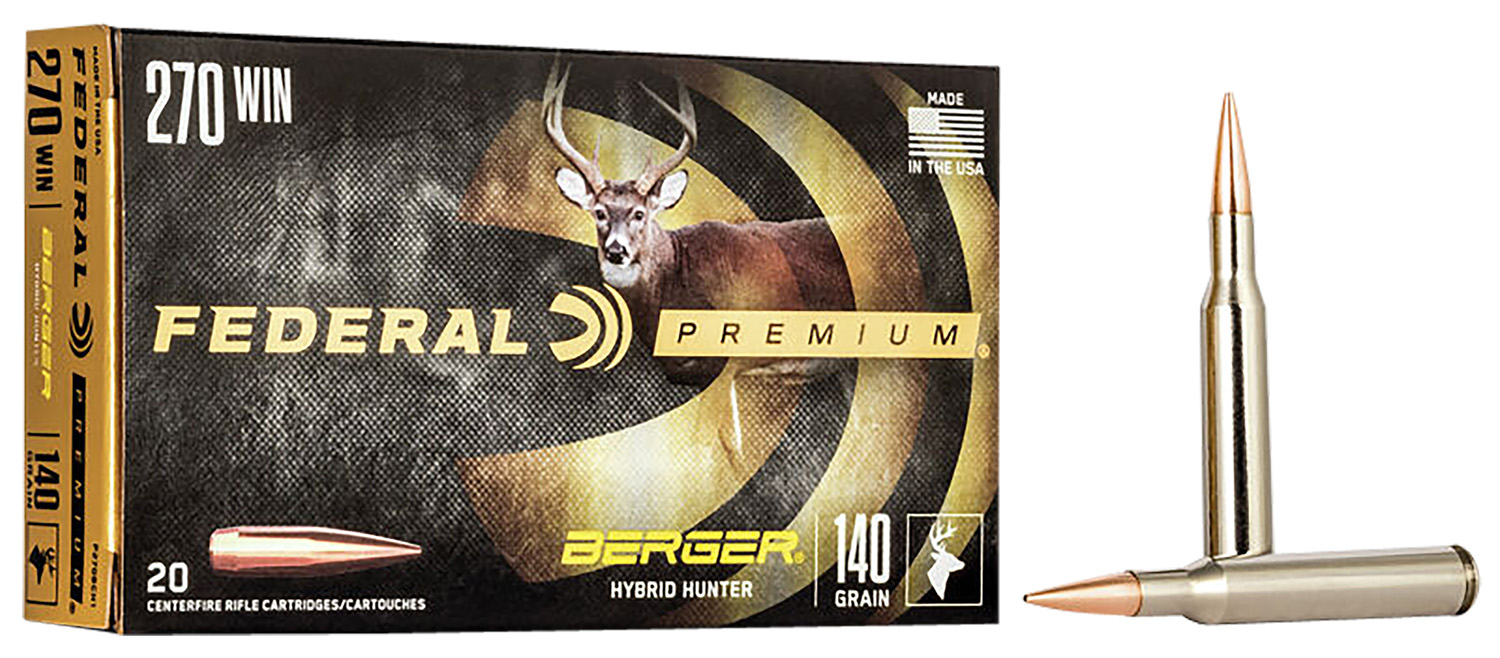 Federal P270BCH1 Premium 270Win 140gr Berger Hybrid Hunter 20 Per Box/10 Case