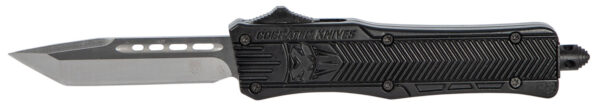CobraTec Knives SBCTK1STNS CTK-1  Small 2.75" OTF Tanto Plain Black D2 Steel Blade/Black Aluminum Handle Features Glass Breaker Includes Pocket Clip