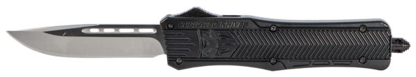 CobraTec Knives MBCTK1MDNS CTK-1  Medium 3" OTF Drop Point Plain D2 Steel Blade/Black Aluminum Handle Features Glass Breaker Includes Side Button