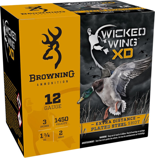 Browning Ammo B193411232 Wicked Wing XD 12Gauge 3" 1 1/4oz 2Shot 25 Per Box/10 Case