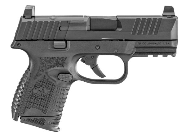 FN 66100572 509C MRD Compact Frame9mm Luger 10+1 3.70" Black Recessed Target Crown Steel Barrel, Black PVD Optic Ready/Serrated Steel Slide & Polymer Frame w/Picatinny Rail,  Ambidextrous