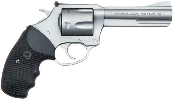 Charter Arms 73542 Mag Pug Target Large 357 Mag, 5 Shot 4.20" Matte Stainless Steel Barrel, Cylinder & Frame w/Black Finger Grooved Rubber Grip