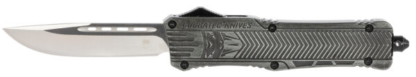 CobraTec Knives LSWCTK1LDNS CTK-1  Large 3.75" OTF Drop Point Plain D2 Steel Blade/ Stonewashed Aluminum Handle Features Glass Breaker Includes Pocket Clip