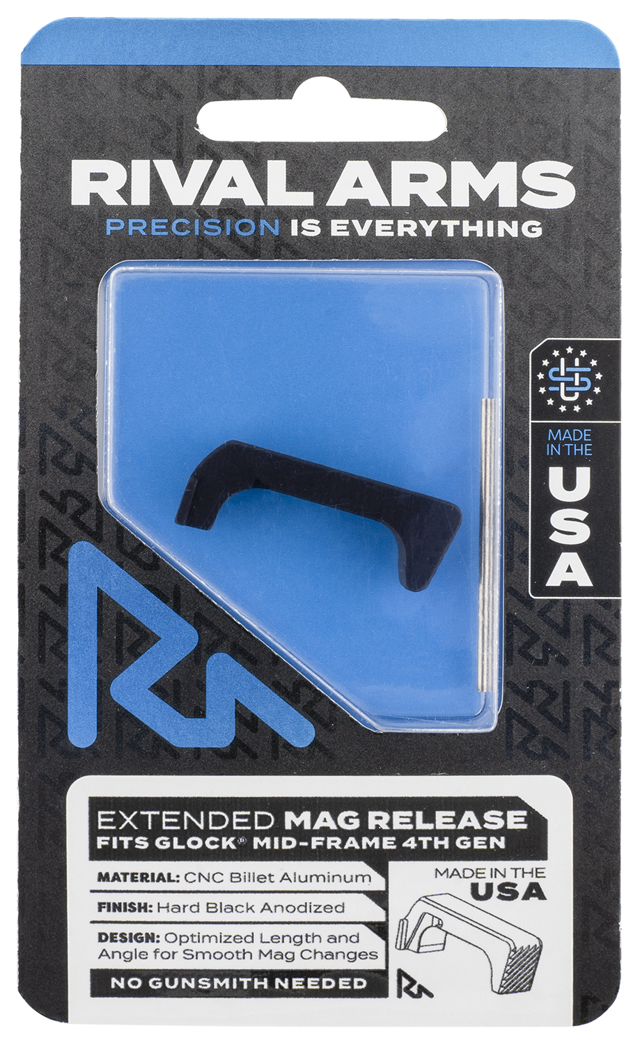 Rival Arms RA72G002A Magazine Release  Glock Gen4 Extended Hard Black Anodized Aluminum