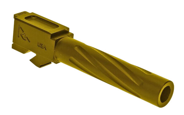 Rival Arms RA20G201E Precision V1 Match Grade 9mm Luger Compatible w/Glock 19 Gen3-4, 4.02" Fluted Gold PVD Stainless Steel