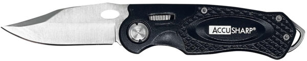 AccuSharp 703C Sport 3" Folding Plain Stainless Steel Blade/Black Anodized Aluminum Handle Includes Belt Clip