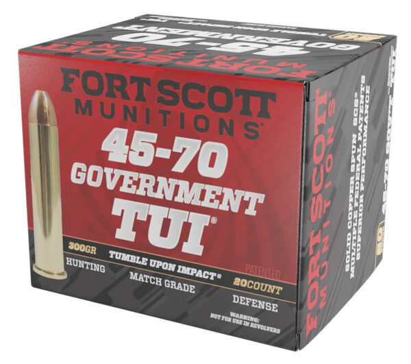 Fort Scott Munitions 4570300SCV1 Tumble Upon Impact (TUI) Brush Hog 45-70Gov 300gr Solid Copper Spun 20 Per Box/10 Case