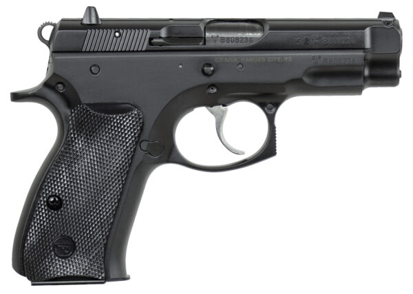 CZ-USA 91190 75  Compact 9mm Luger 15+1 3.75" Black Steel Barrel & Serrated Slide, Black Polycoat Steel Frame w/Beavertail, Black Plastic Grip, Right Hand