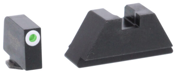 AmeriGlo GL411 Optic Compatible Sight Set for Glock  XL Tall Green Tritium White Outline Front Sight-Green Tritium Black Rear Sight