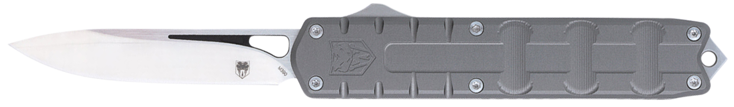CobraTec Knives CTEGRYM390DNS Enforcer 3.25" OTF Drop Point Plain M390 Steel Blade/Gray Aluminum Handle
