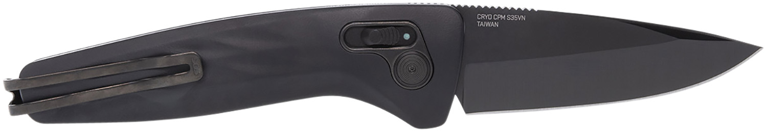 S.O.G SOG15730157 One-Zero Auto 3.10" Folding Plain Black Chrome CPM S35VN SS Blade/ Black Aluminum Handle