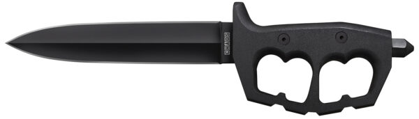 Cold Steel CS-80NTP Chaos Double Edge 7.50" Fixed Plain Black SK-5 High Carbon Blade/Black w/ "D" Ring Guards Aluminum Handle