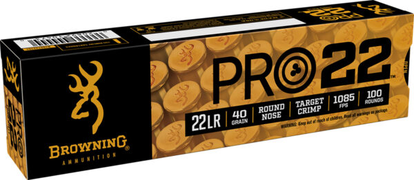 Browning Ammo B194122101 Pro22 22LR 40gr Lead Round Nose 100 Per Box/20 Case