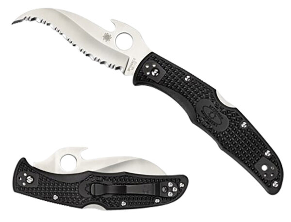 Spyderco C12SBK2W Matriarch 2  3.57" Folding Reverse S Serrated Satin VG-10 SS Blade/Black Bi-Directional Texturing FRN Handle Includes Pocket Clip
