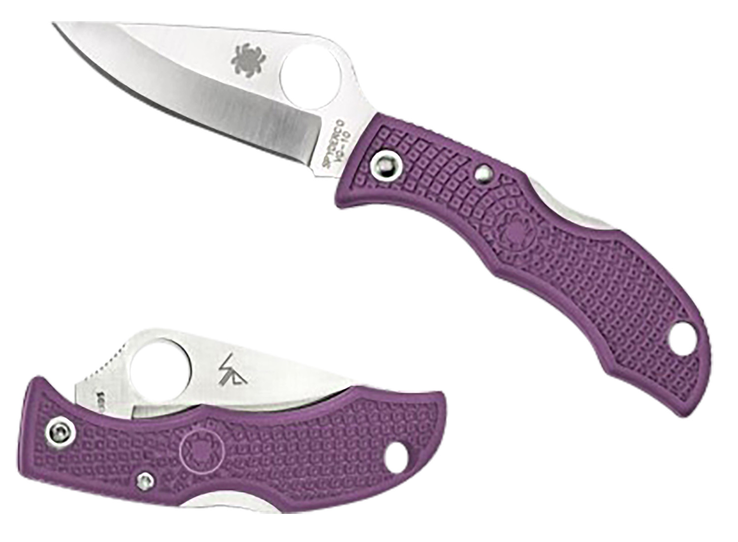 Spyderco LPRP3 Ladybug 3 Salt 1.94" Folding Plain Stonewashed H2 Steel Blade/Purple Bi-Directional Texturing FRN Handle