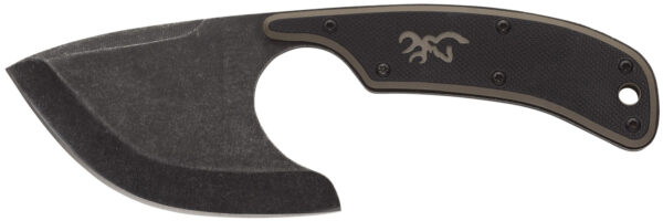 Browning 3220323 Cutoff  2.50" Fixed Skinner Plain Black Black Oxide Stonewashed 9Cr14MoV SS Blade, Black/Tan G10 Handle