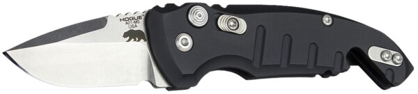 Hogue 24120 A01  1.95" Folding Drop Point Plain Stone Tumbled 154CM SS Blade/Matte Black Aluminum Handle