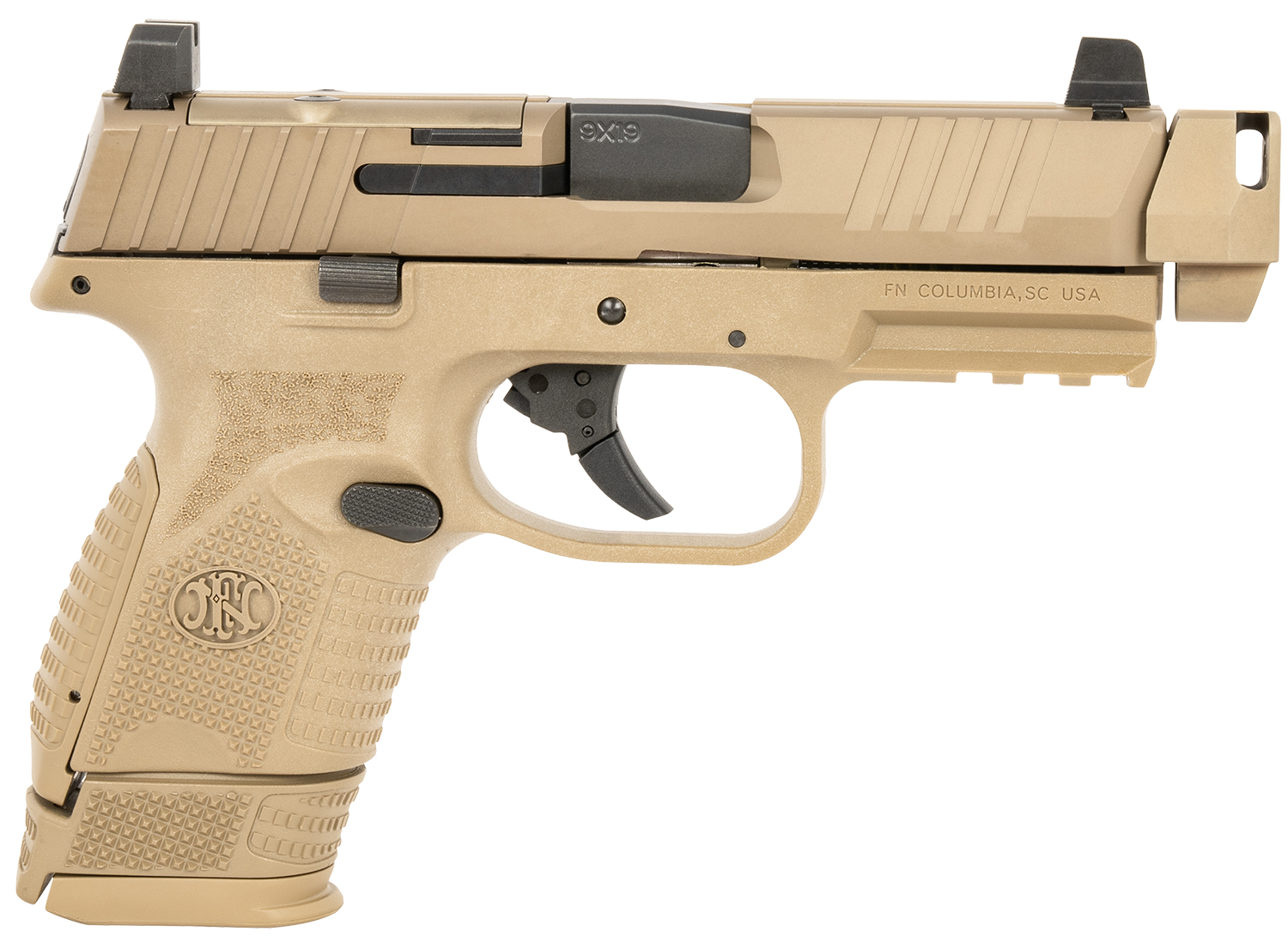 FN 66101794 509C MRD  Compact W/Compensator Frame 9mm Luger 4.20" 15+1 12+1 Black Flat Dark Earth PVD Flat Dark Earth