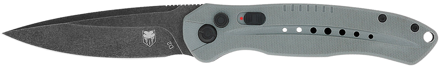 CobraTec Knives GRYDIABLOAUTO Diablo 3.50" Folding Black Stonewashed D2 Steel Blade, 4.75" Gray Textured G10 Scales Handle