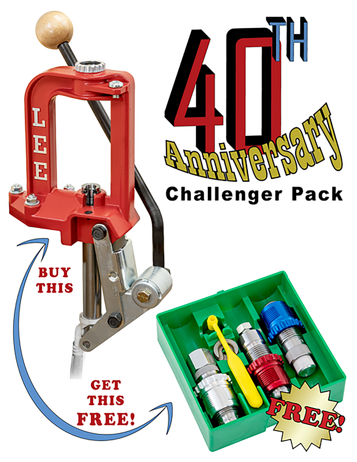 Lee Precision 92134 Challenger Press 40th Anniversary w/Breech Lock 9mm Dies