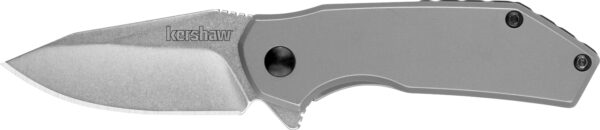 Kershaw 1375 Valve  EDC 2.25" Folding Drop Point Plain Stonewashed 4Cr14 Blade, Bead Blasted Stainless Steel Handle