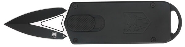 CobraTec Knives CTASPBLK ASP  1.94" OTF Dagger Plain D2 Steel Blade, 3.31" Black Aluminum Handle