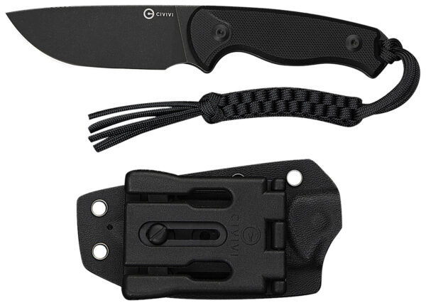 Civivi Knives C23094-1 Timberbark  3.20" Fixed Drop Point Plain Black Stonewashed 14C28N Steel Blade, 3.69" Black Textured G10 Handle