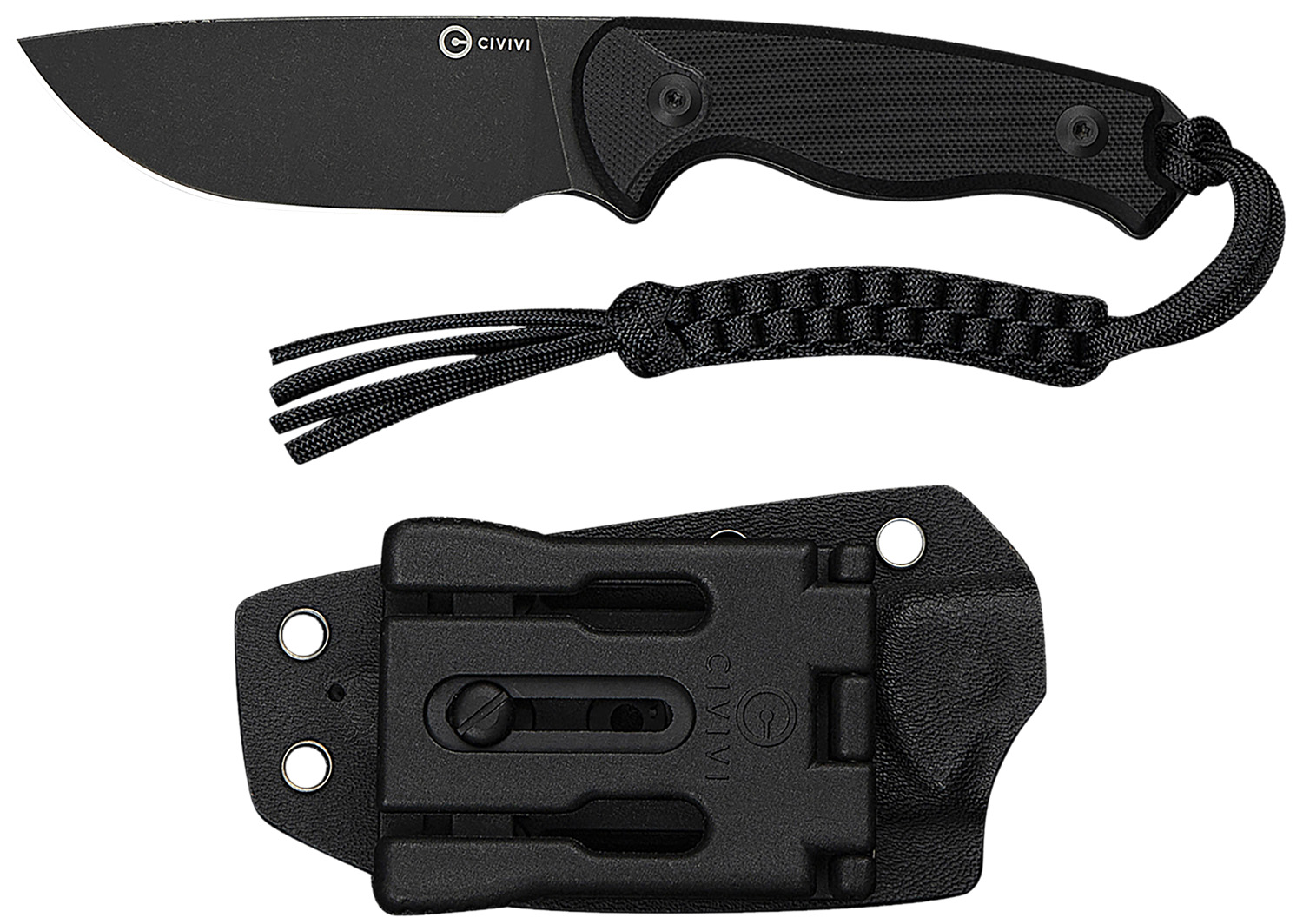 Civivi Knives C23094-1 Timberbark 3.20" Fixed Drop Point Plain Black Stonewashed 14C28N Steel Blade, 3.69" Black Textured G10 Handle