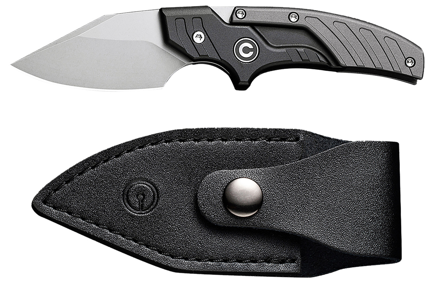 Civivi Knives C21036-3 Typhoeus  2.27" Adjustable Fixed Stonewashed Plain 14C28N Steel Blade, 3.98" Black/Gray Textured Aluminum Handle