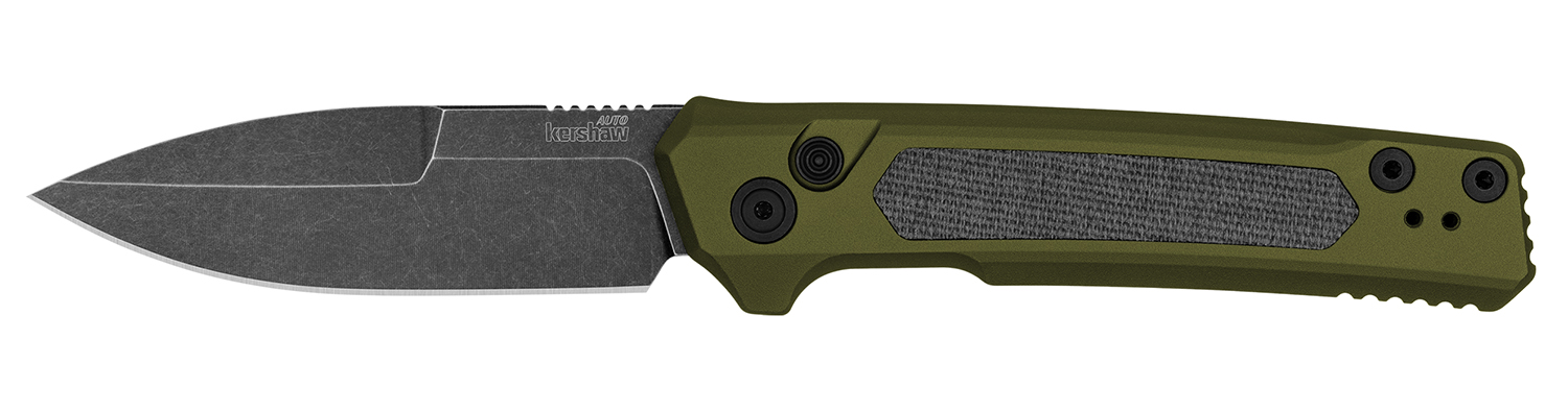 Kershaw 7205 Launch 22 Automatic 3.45" Folding Spear Point Plain CPM MagnaCut Steel Blade, OD Green Anodized w/Black Micarta Inserts Aluminum Handle