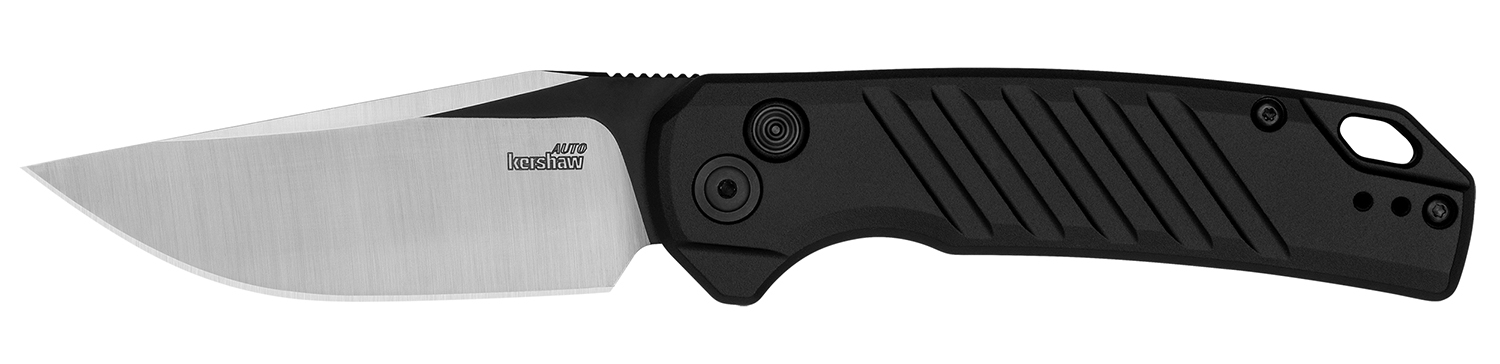 Kershaw 7305 Launch 23 Automatic 3.30" Folding Trailing Point Plain Black Cerakote/Satin CPM 154 SS Blade, Black Anodized Aluminum Handle