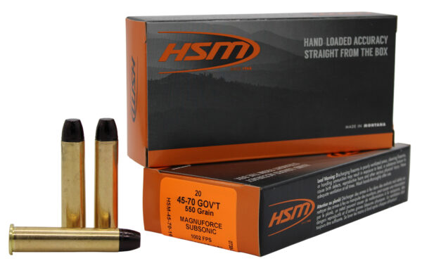 HSM 457016N   45-70Gov 550gr Hard Cast Long Flat Nose 20 Per Box/25 Case