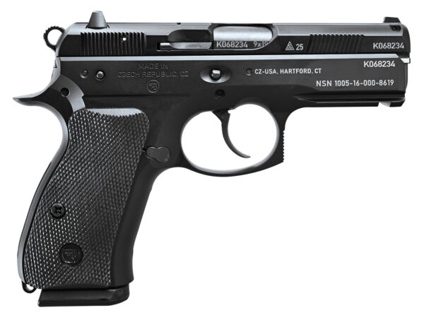 CZ-USA 91297 75 P01 50th Anniversary Elite 9mm Luger 15+1 3.75" Black Steel Barrel & 50th Anniversary Engraved/Serrated Slide, Black Polycoat Aluminum Frame w/Beavertail, Black Rubber Grip