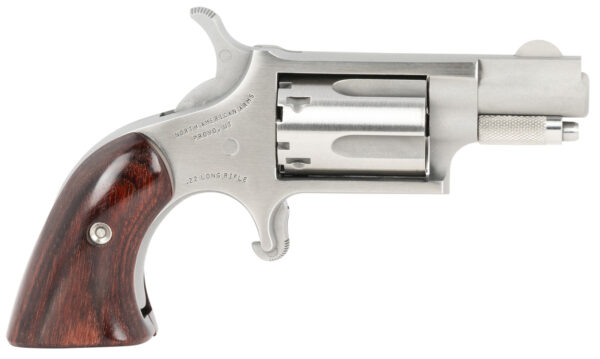 North American Arms 22LRGBG Mini-Revolver  Sports South Exclusive 2 LR 5 Shot 1.13" Stainless Steel Barrel, Frame & Cylinder, Wood Boot Grip, Exposed Hammer