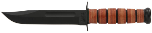 Ka-Bar 1217 USMC Fight/Utility 7" Fixed Clip Point Plain Black 1095 Cro-Van Blade. Brown Leather Handle. Includes Sheath