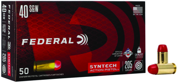 Federal AE40SJAP1 American Eagle Syntech Action Pistol  40S&W 205gr Total Syntech Jacket Flat Nose 50 Per Box/10 Case