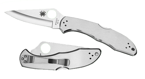 Spyderco C11P Delica 4 2.95" Folding Drop Point Plain VG-10 SS Blade/ Stainless Steel Handle Includes Pocket Clip