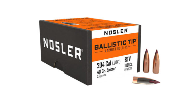 Nosler 52111 Ballistic Tip  204Ruger 40gr Spitzer 100/Box