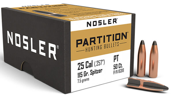 Nosler 16318 Partition  25Cal 115gr Spitzer 50/Box