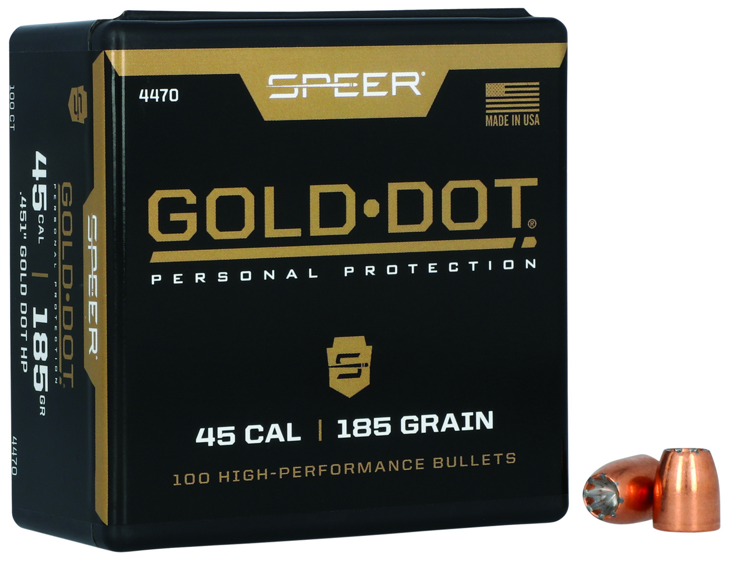 Speer 4470 Gold Dot Personal Protection 45Cal 185gr Hollow Point 100 Per Box/5 Case